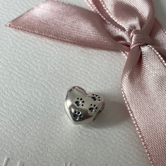 Genuine Pandora My Sweet Pet Paw Print Animal Lover Heart Charm