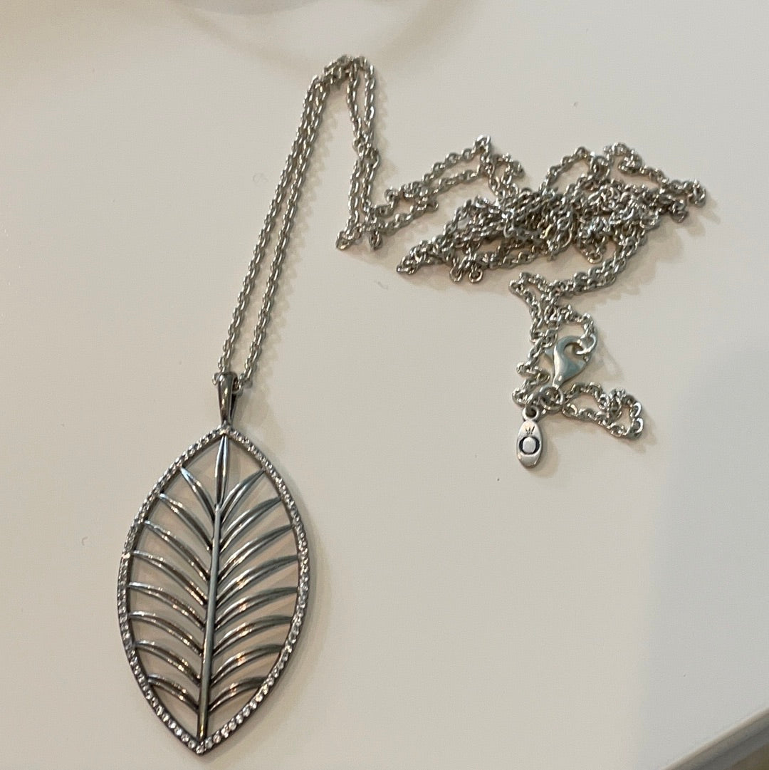 Genuine Pandora Palm Tropical Leaf Pave Necklace With 90cm Chain INCLUDED