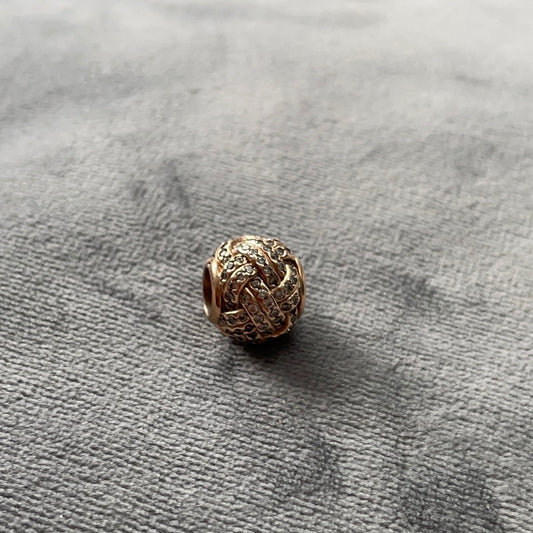Genuine Pandora Rose Gold Pave Sparkling Basket Weave Knot Charm