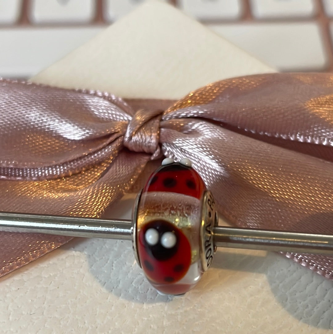 Genuine Pandora Red Ladybird Red Murano Glass Charm