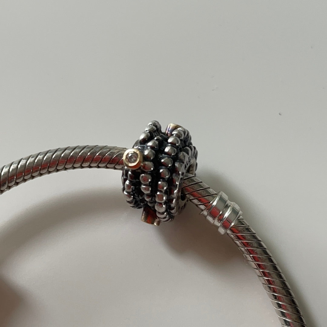 Genuine Pandora Gold & Diamond Two Tone Kerry's Precious Entangled Beauty Charm Retired HTF Rare