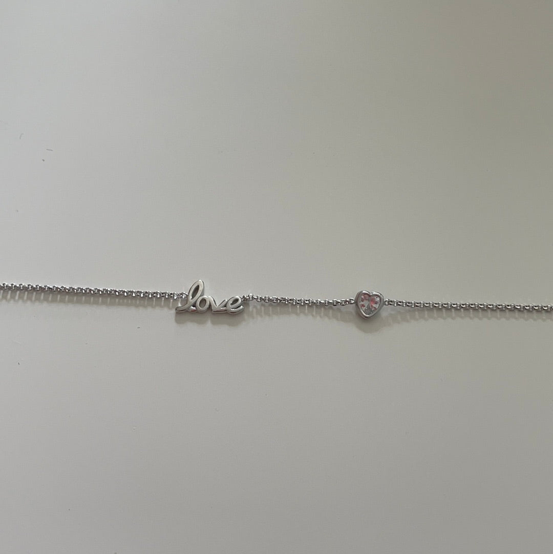 Brand New Love and CZ Heart Adjustable Bracelet