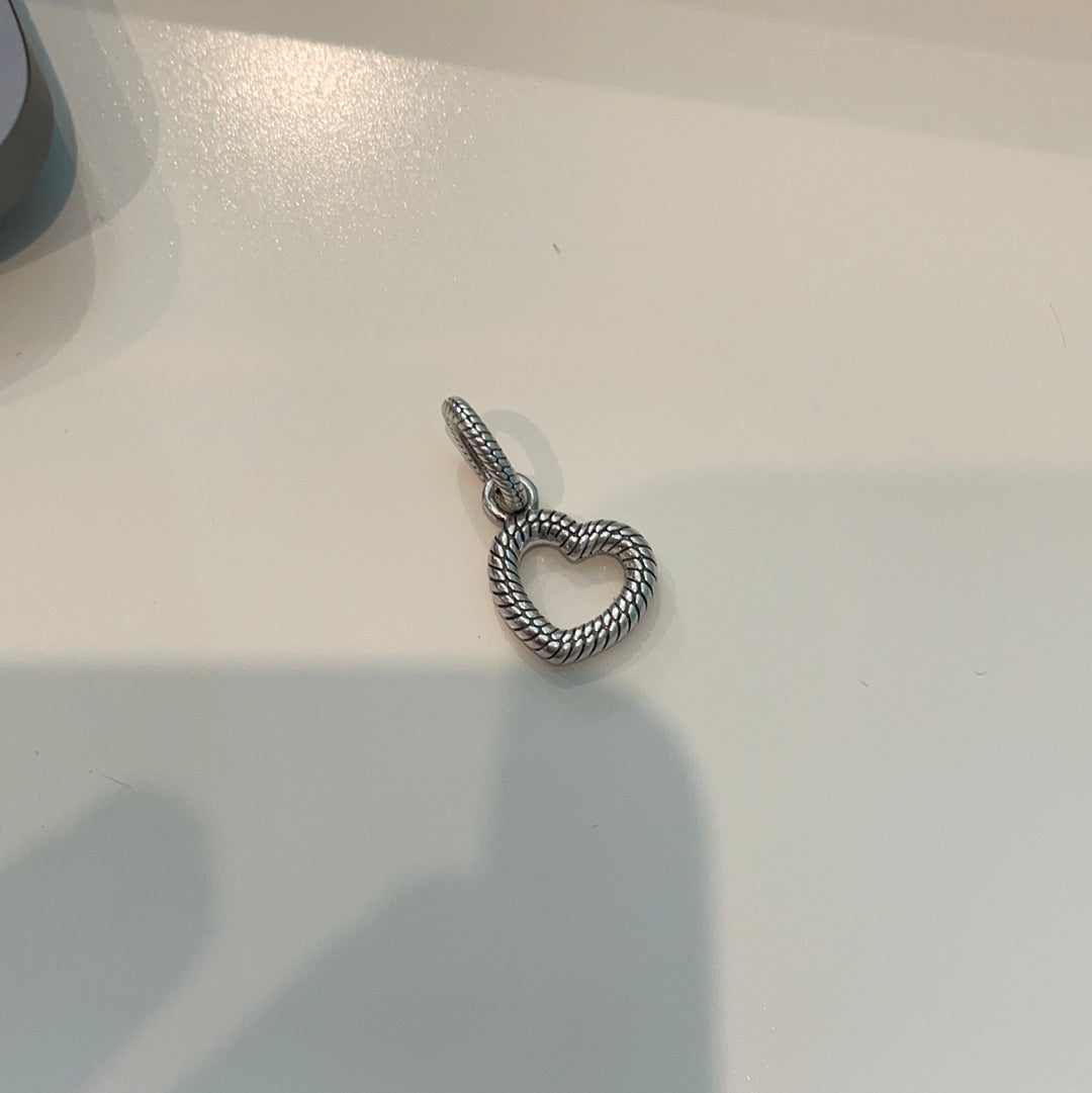 Genuine Pandora Snake Chain Dangle Heart Charm