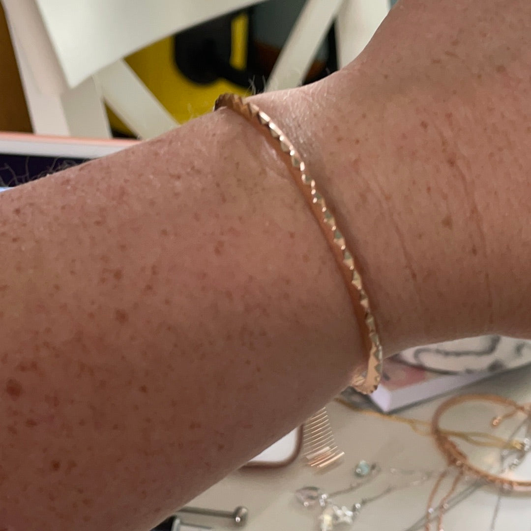 Brand New Metal Buckley Rose Gold Colour Adjustable Bangle With Raised Triangle Details