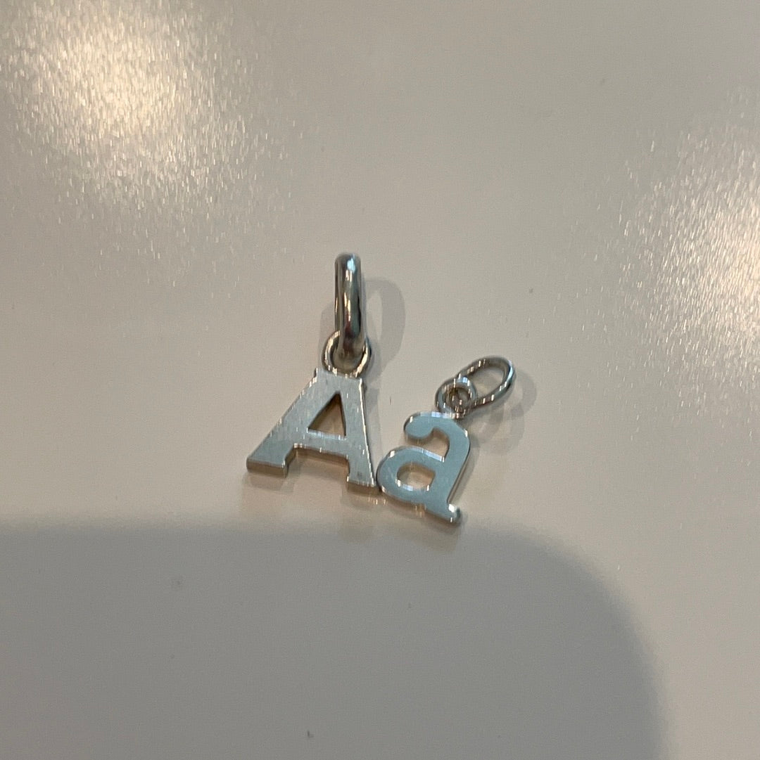 Sterling Silver Dangle Letter A Initial Pair of Pendants