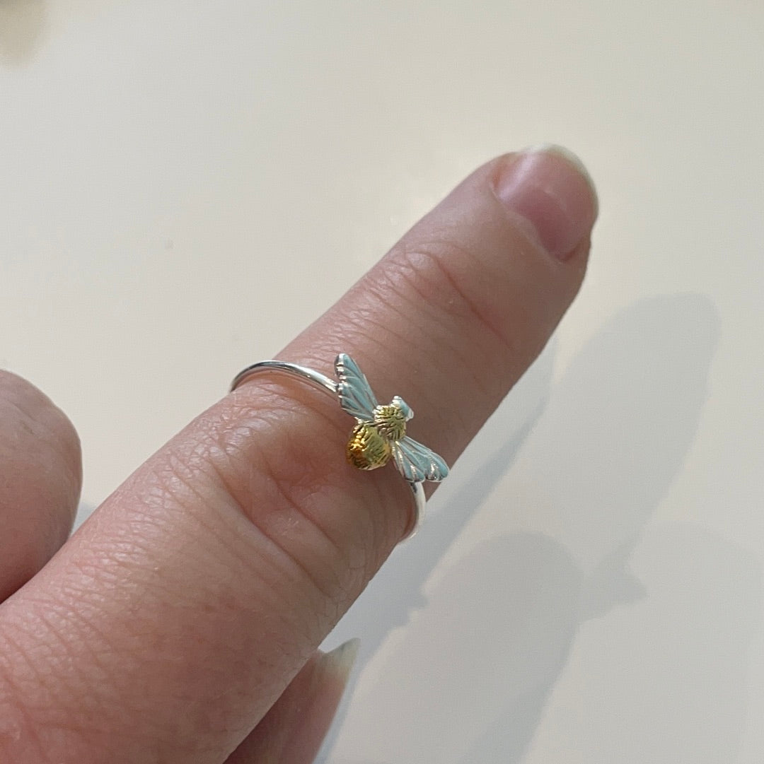 Brand New Gold Plated Sterling SIlver Bumble Bee Ring 2 Sizes