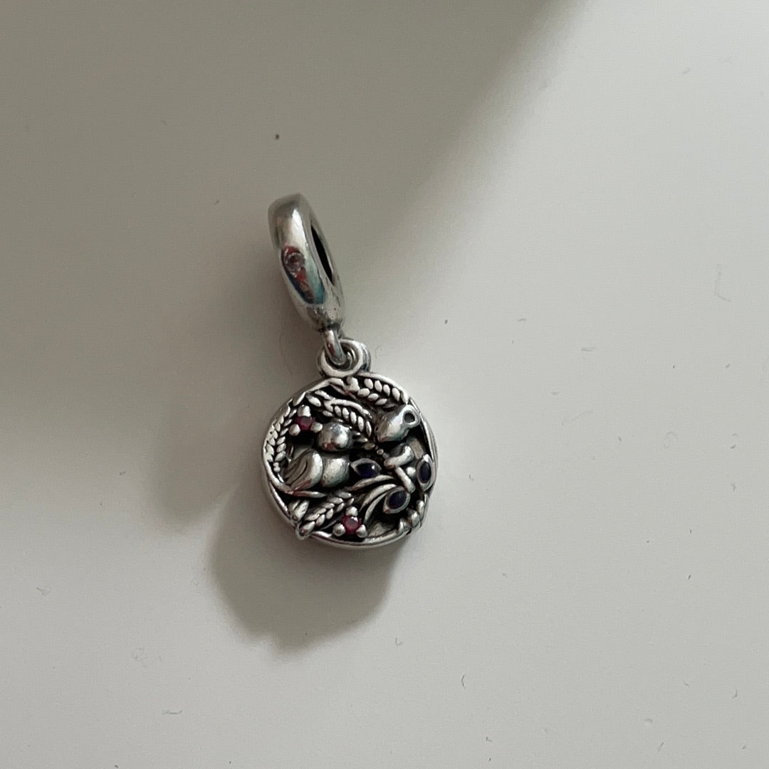 Genuine Pandora Always By Your Side Field Mouse and Baby Bird Pave Dangle