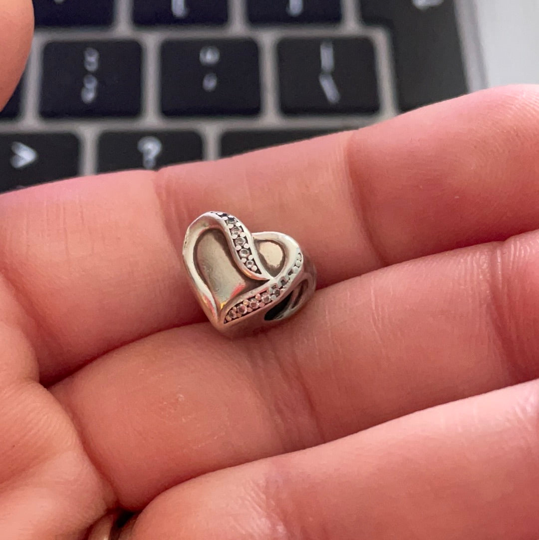 Genuine Pandora Clear Pave Heart Charm