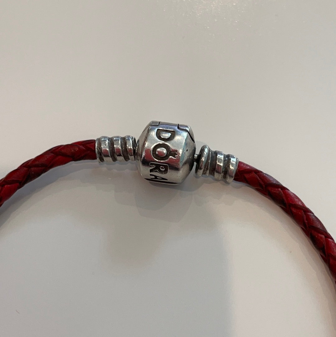 Genuine Pandora Red Leather Single Bracelet