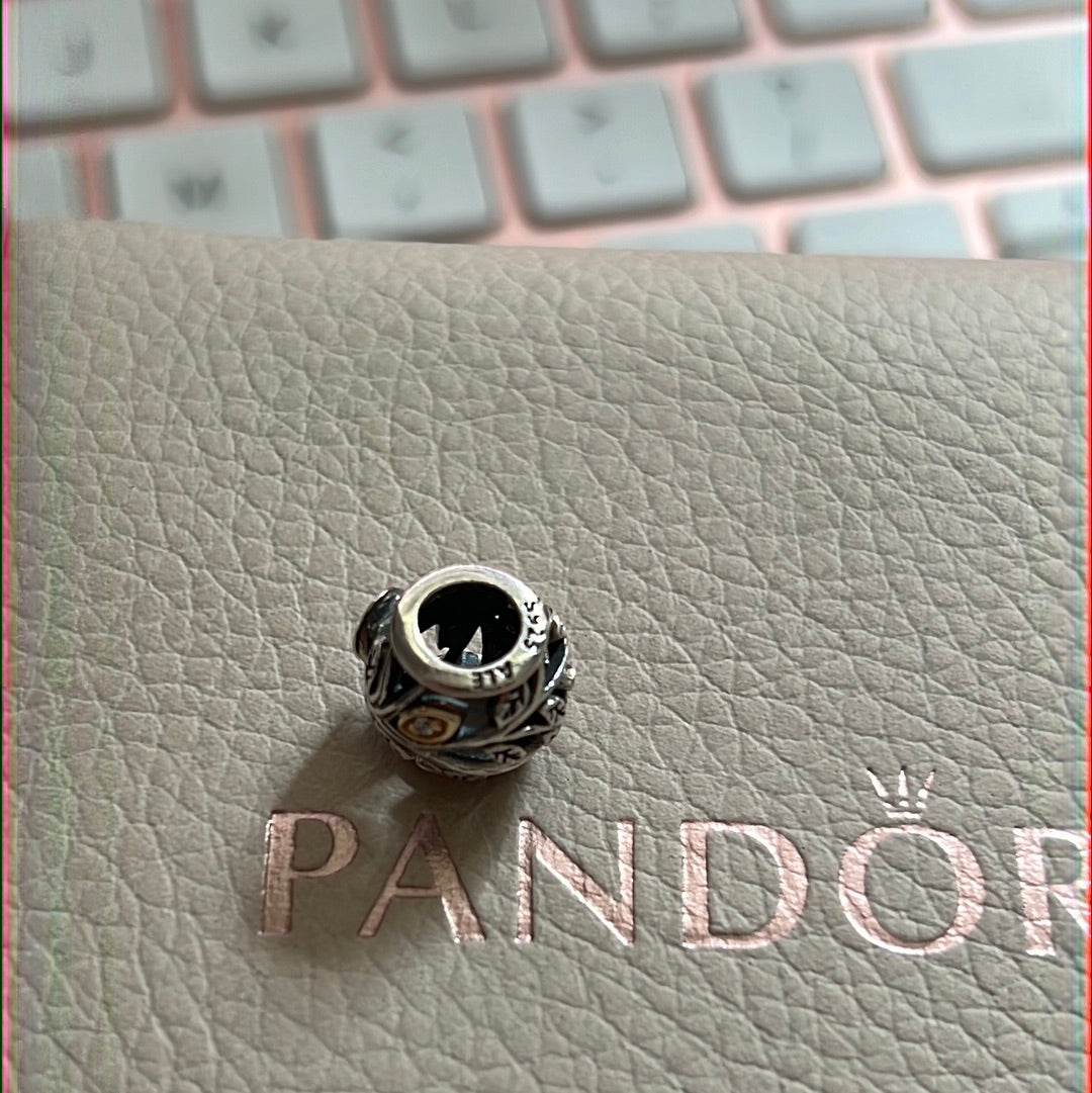 Genuine Pandora Two Tone Tumbling Leaves Family Tree Cz Pave RARE