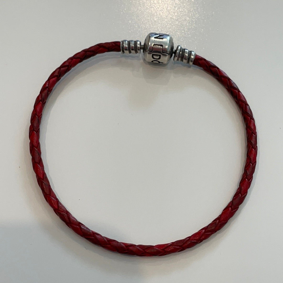 Genuine Pandora Red Leather Single Bracelet