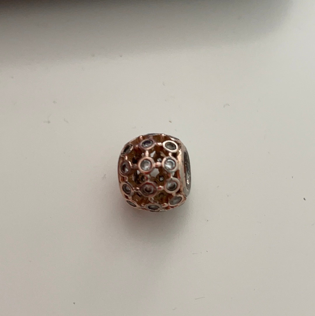 Genuine Pandora Rose Gold Clear Cz Charm Openwork