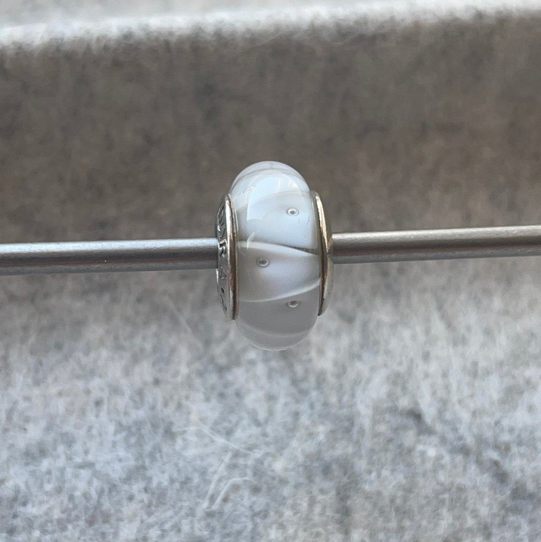 Genuine Pandora White Bubble and Triangle Glass Murano Charm