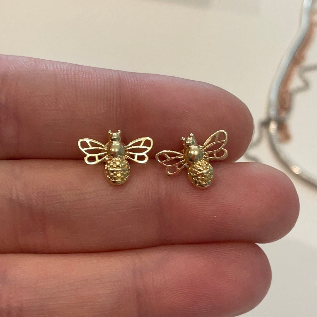 Brand New Gold Plated Bumble Bee Earrings Beautiful!