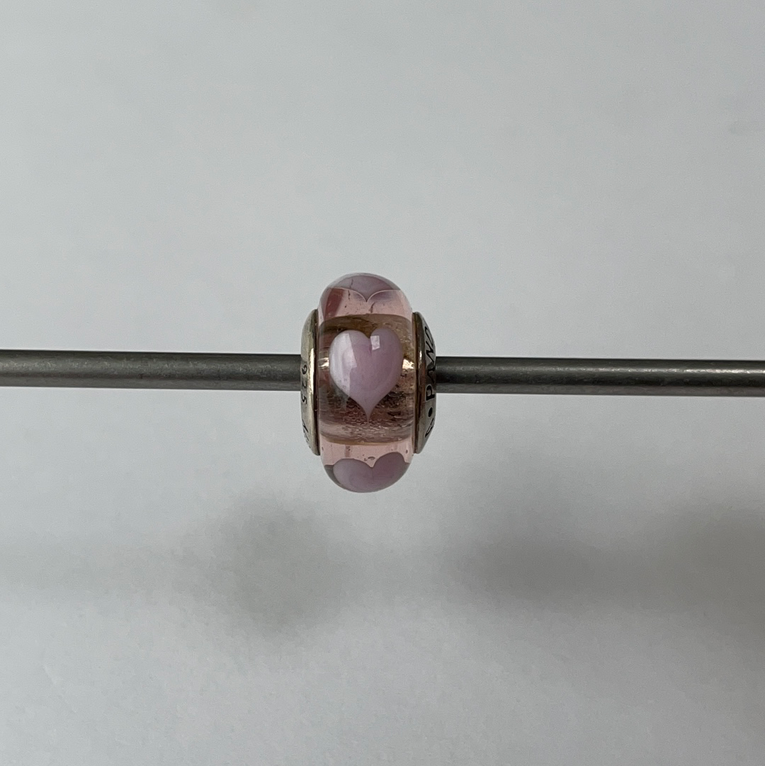 Genuine Pandora Pink Heart Murano Glass Charm