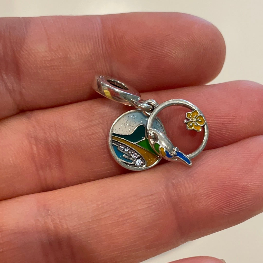 Genuine Pandora I Love Brazil Parrot Paradise Enamel Dangle Disney