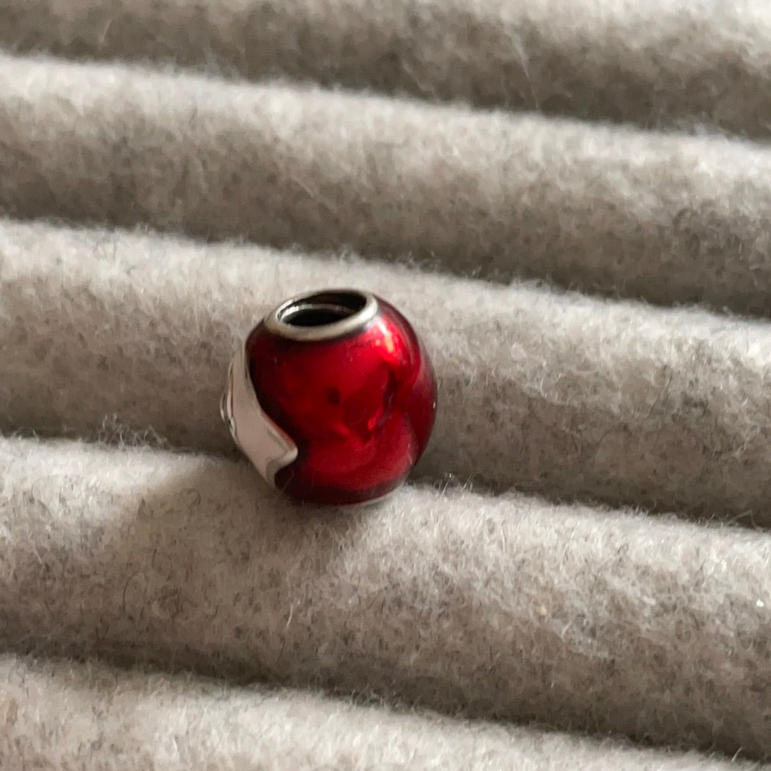 Genuine Pandora Red Enamel Charm Santa Claus Face Xmas