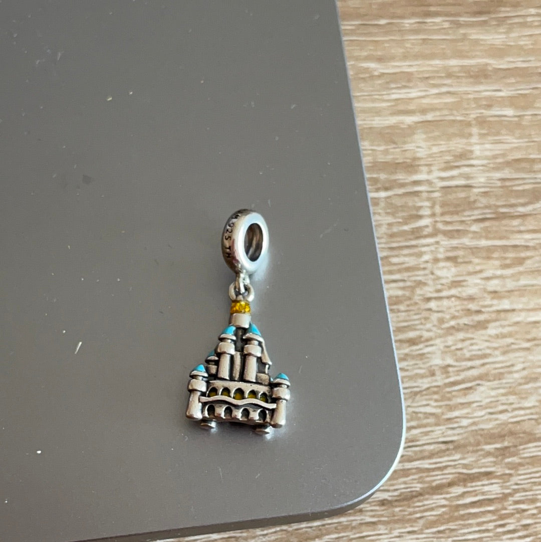 Genuine Chamilia Enamel Disneyland Princess Cinderella Castle Dangle Charm