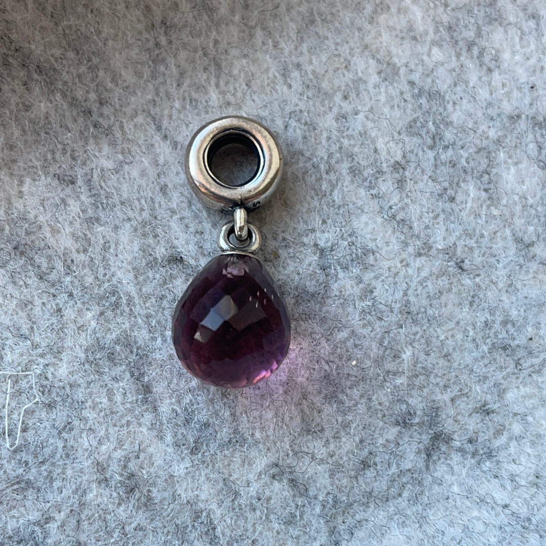 Genuine Pandora Purple Faceted Murano Dangle Charm