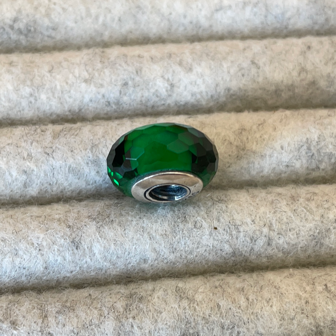 Genuine Pandora Faceted Murano Green Glass Charm