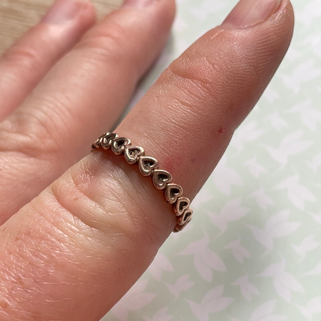 Genuine Pandora Rose Gold Openwork Heart Band Ring 52