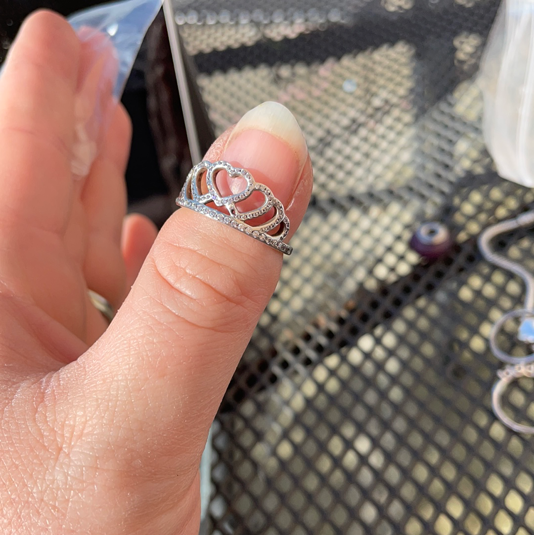 Genuine Pandora Princess Heart Tiara Ring Size