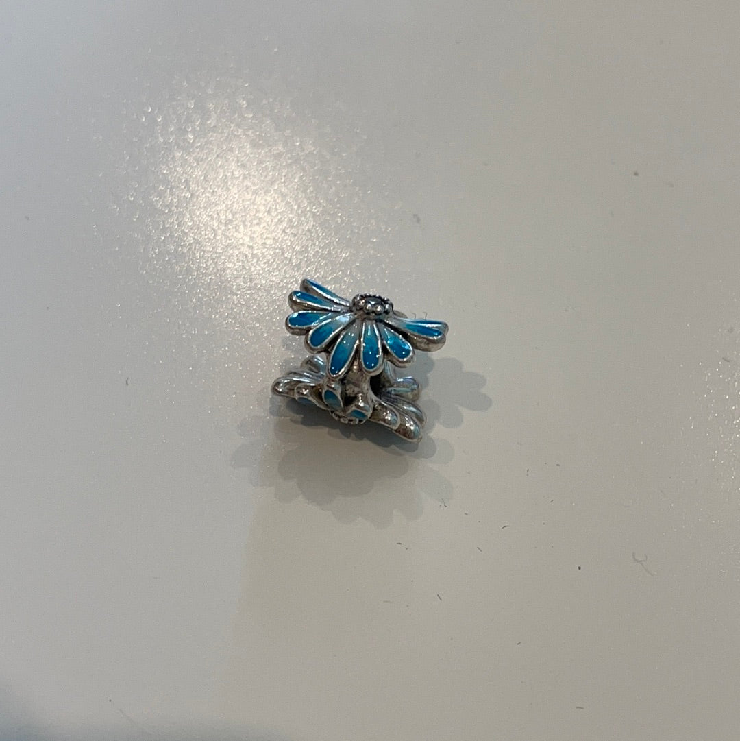 Genuine Pandora Blue Enamel Flower Charm New Style