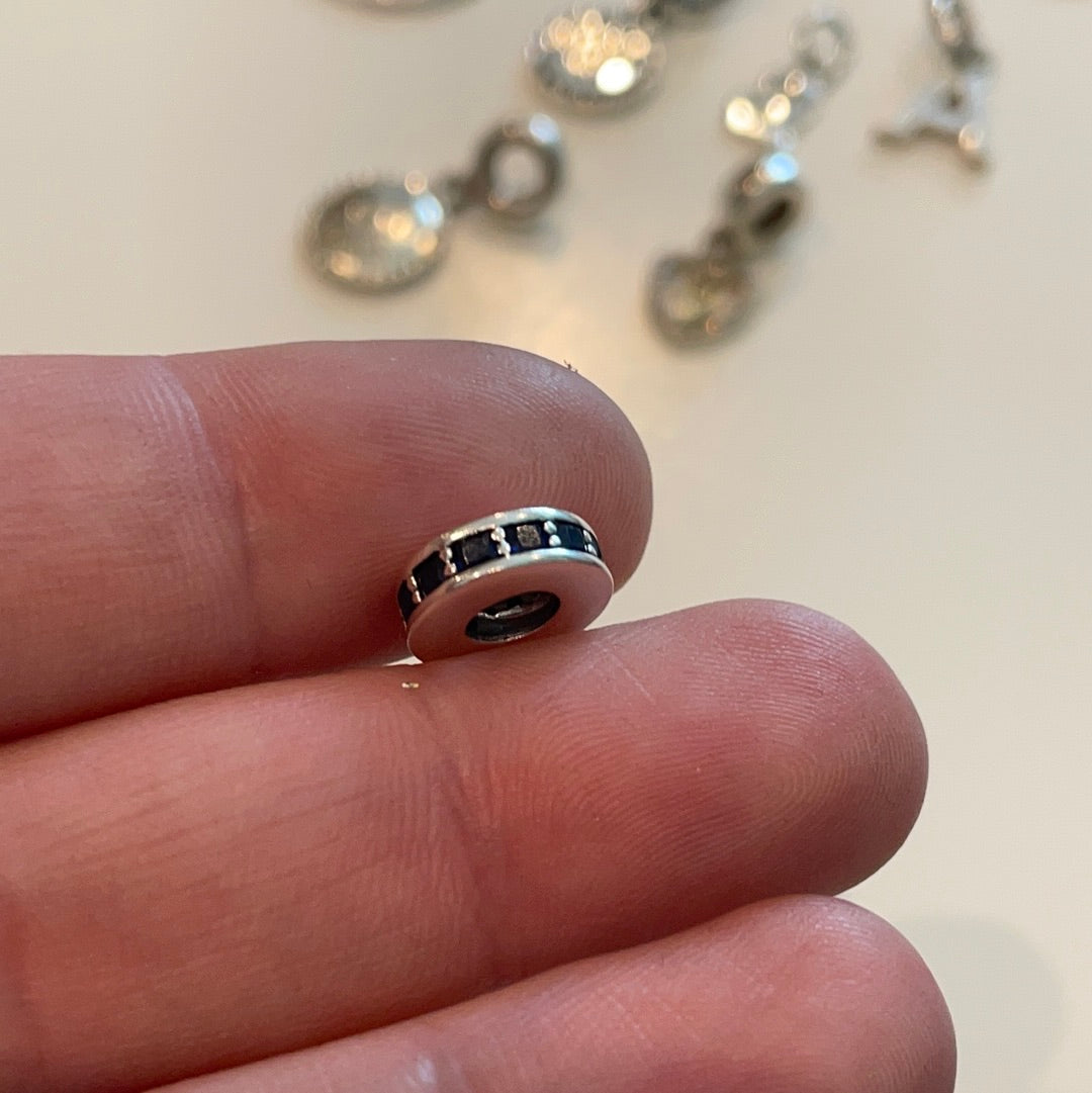 Genuine Pandora Black Flat Silver Spacer