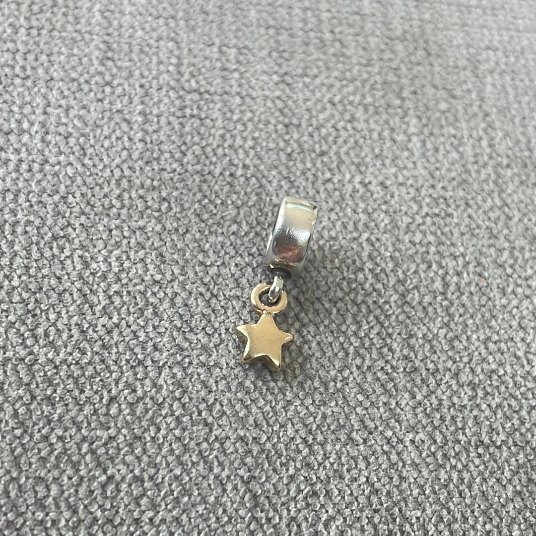 Genuine Pandora Gold Star Two Tone 14k Dangle Charm