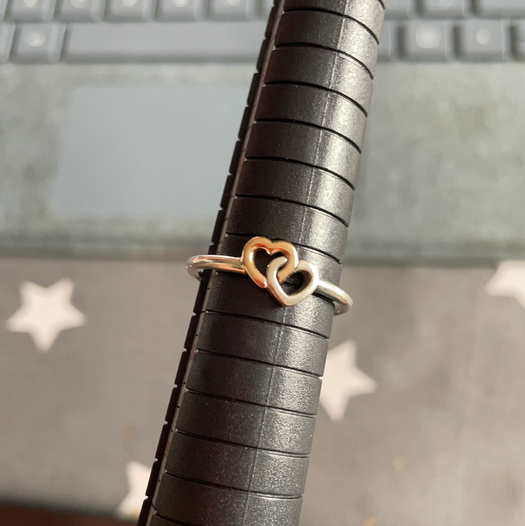 Genuine Pandora 14k Gold Two Tone Ring Heart