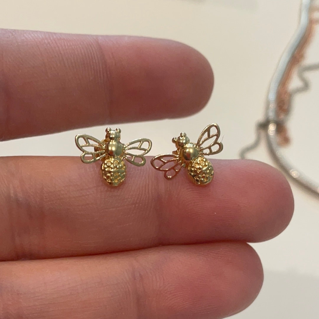 Brand New Gold Plated Bumble Bee Earrings Beautiful!