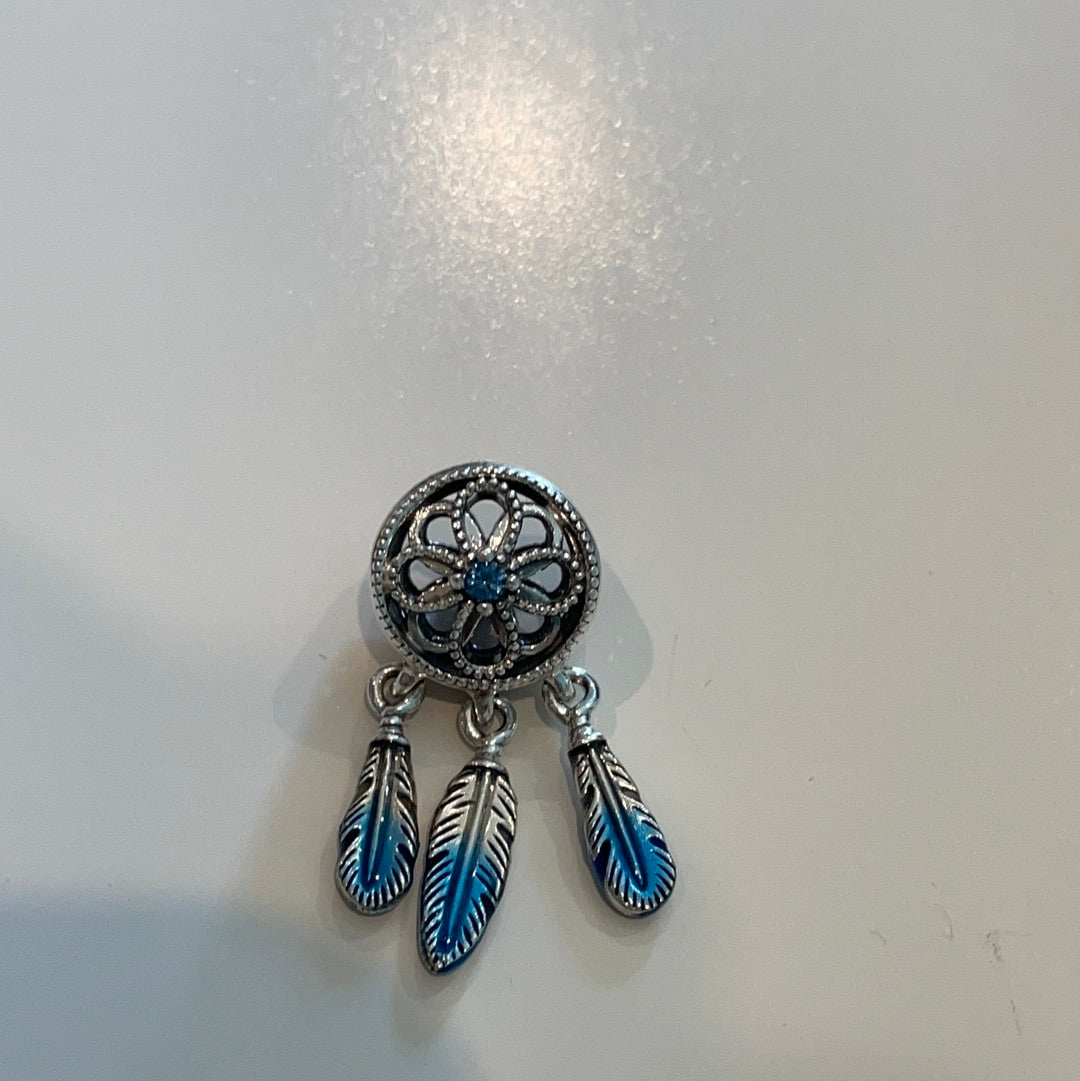 Genuine Pandora Dream Catcher Charm Dipped Blue with Blue Stone Dangle BN