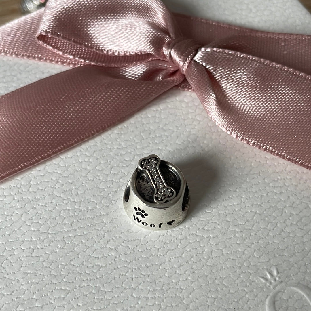 Genuine Pandora My Dog Woof Woof Pet Bowl Charm