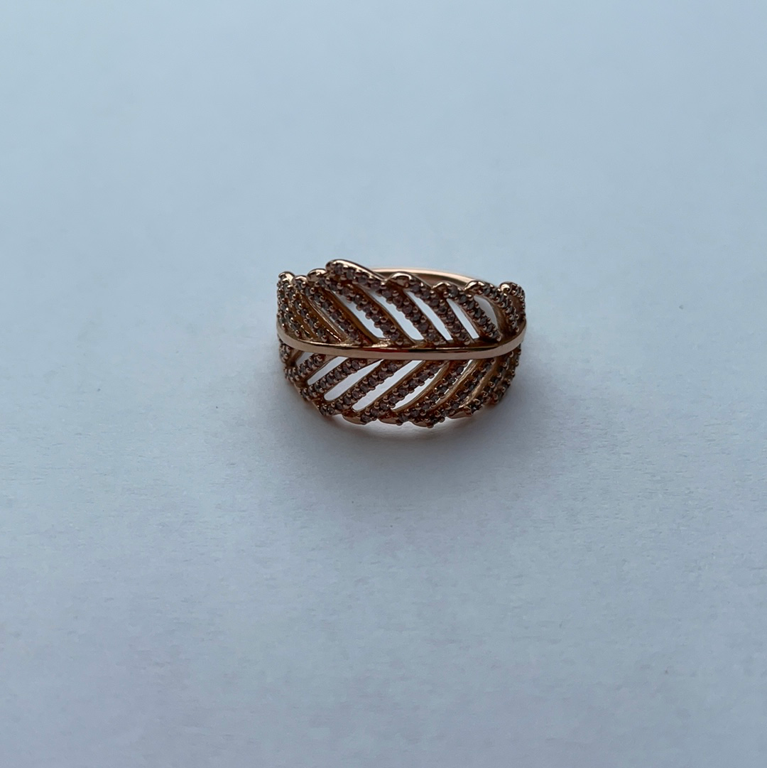 Genuine Pandora Rose Gold Angel Wing Pave Feather Ring Size...