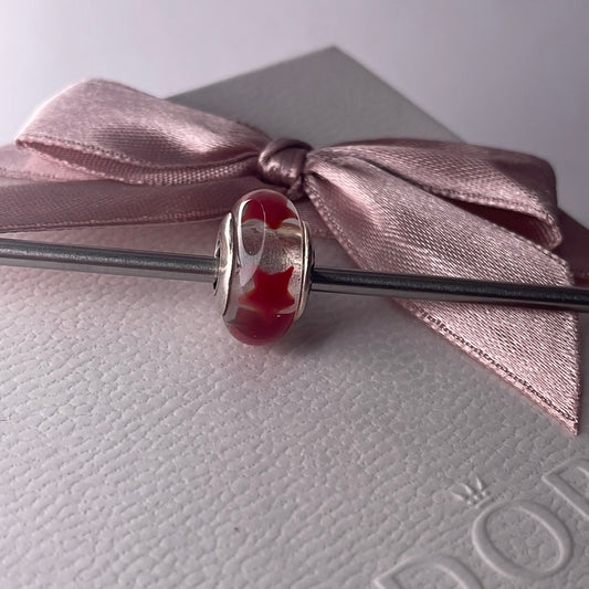 Genuine Pandora Red Star Murano Charm