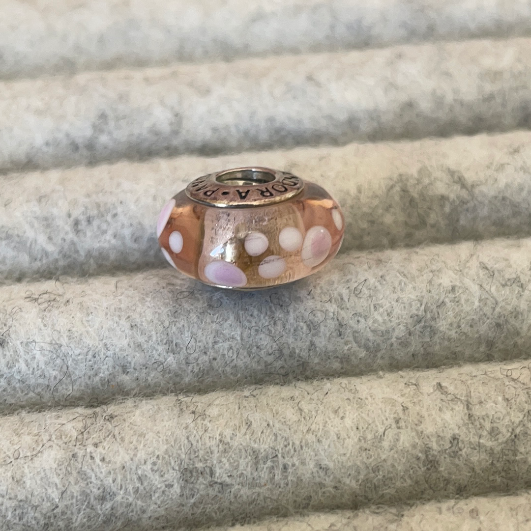 Genuine Pandora Pink Dotted Polka Dot Murano Glass Charm