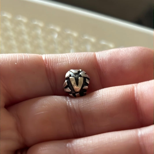 Genuine Pandora Two Tone Letter V Initial Rare Retired