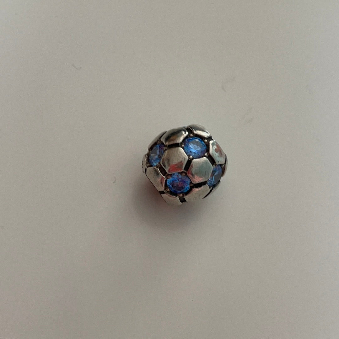 Genuine Pandora Blue HTF Cz Football Charm