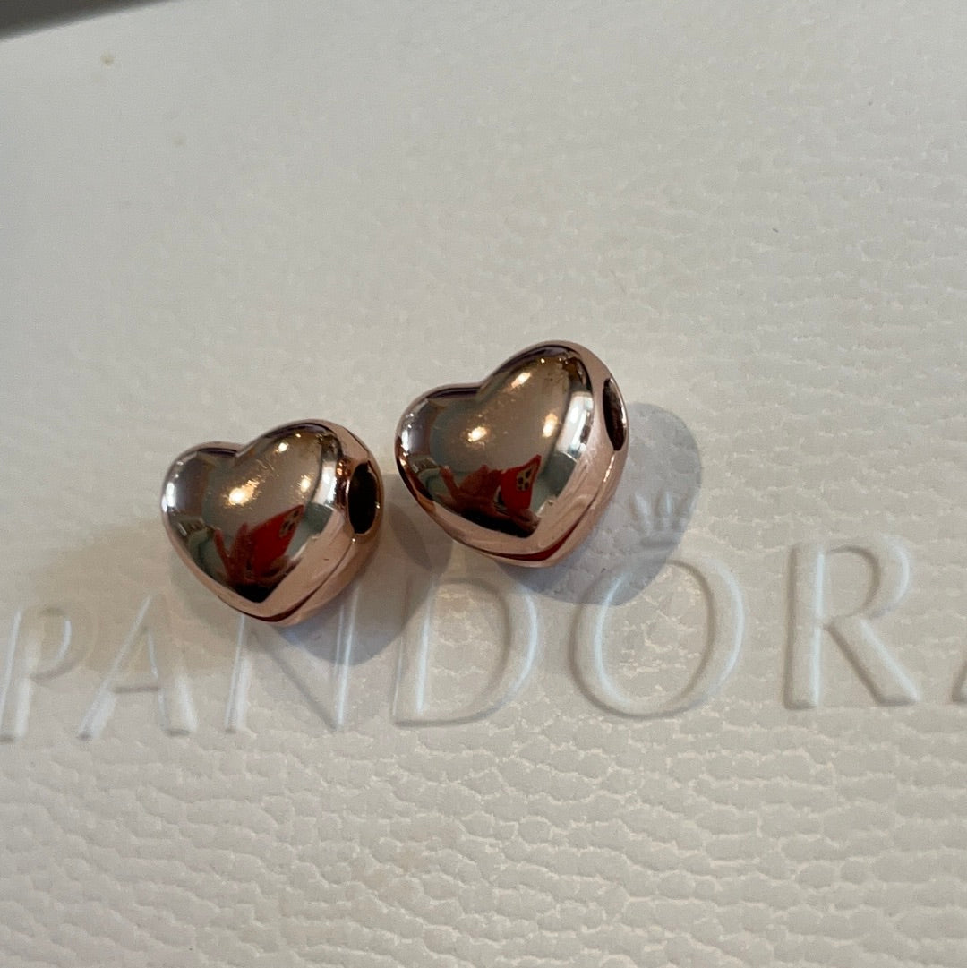 Brand New Pair Of Rose Gold Heart Clips