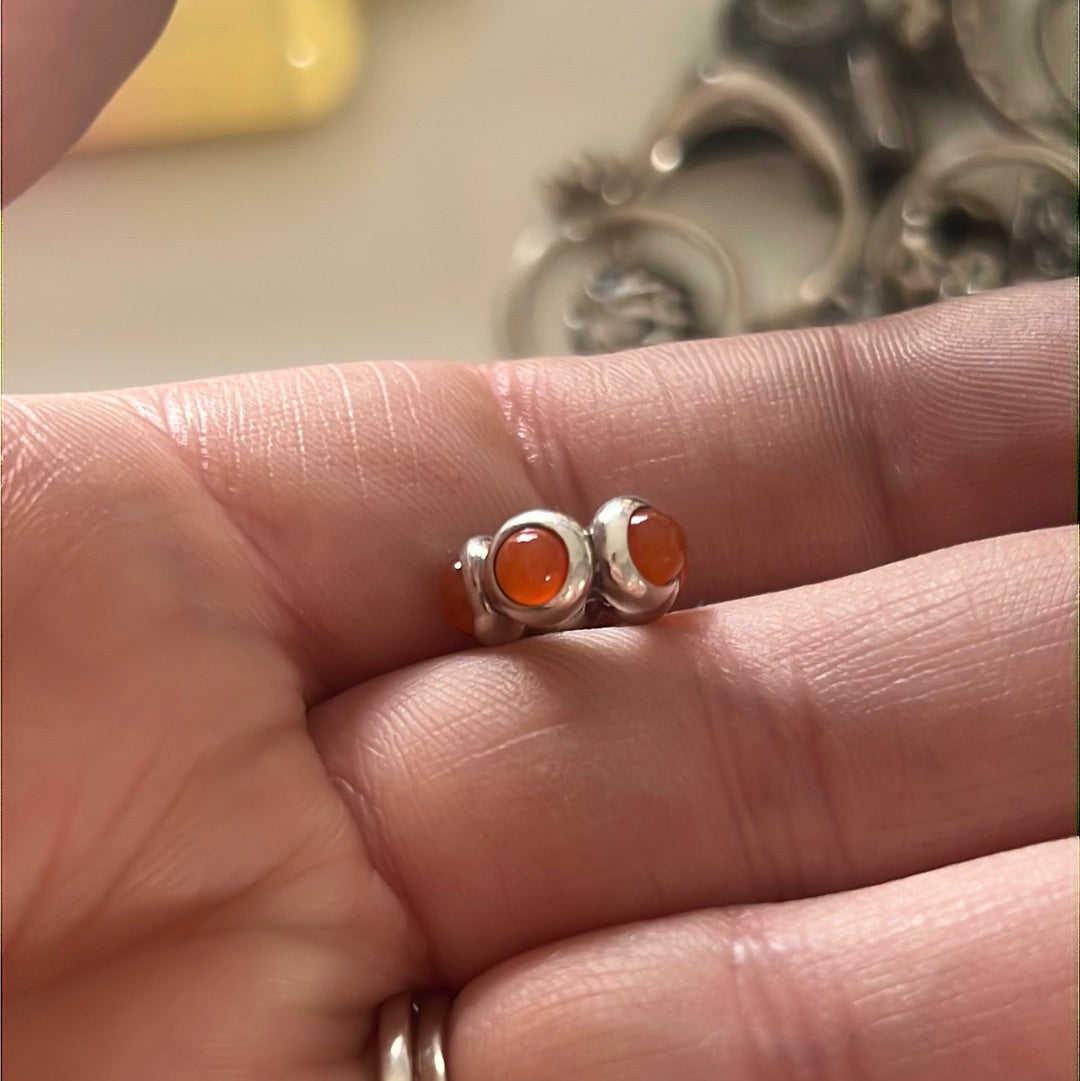 Genuine Pandora Orange Carnelian Rare HTF Spacer Cabochon