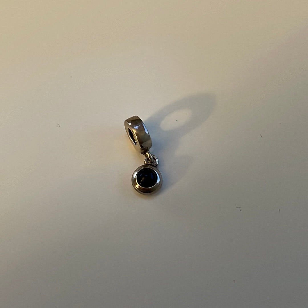 Genuine Pandora Black Onyx Cabochon Stone Dangle Rare HTF Charm