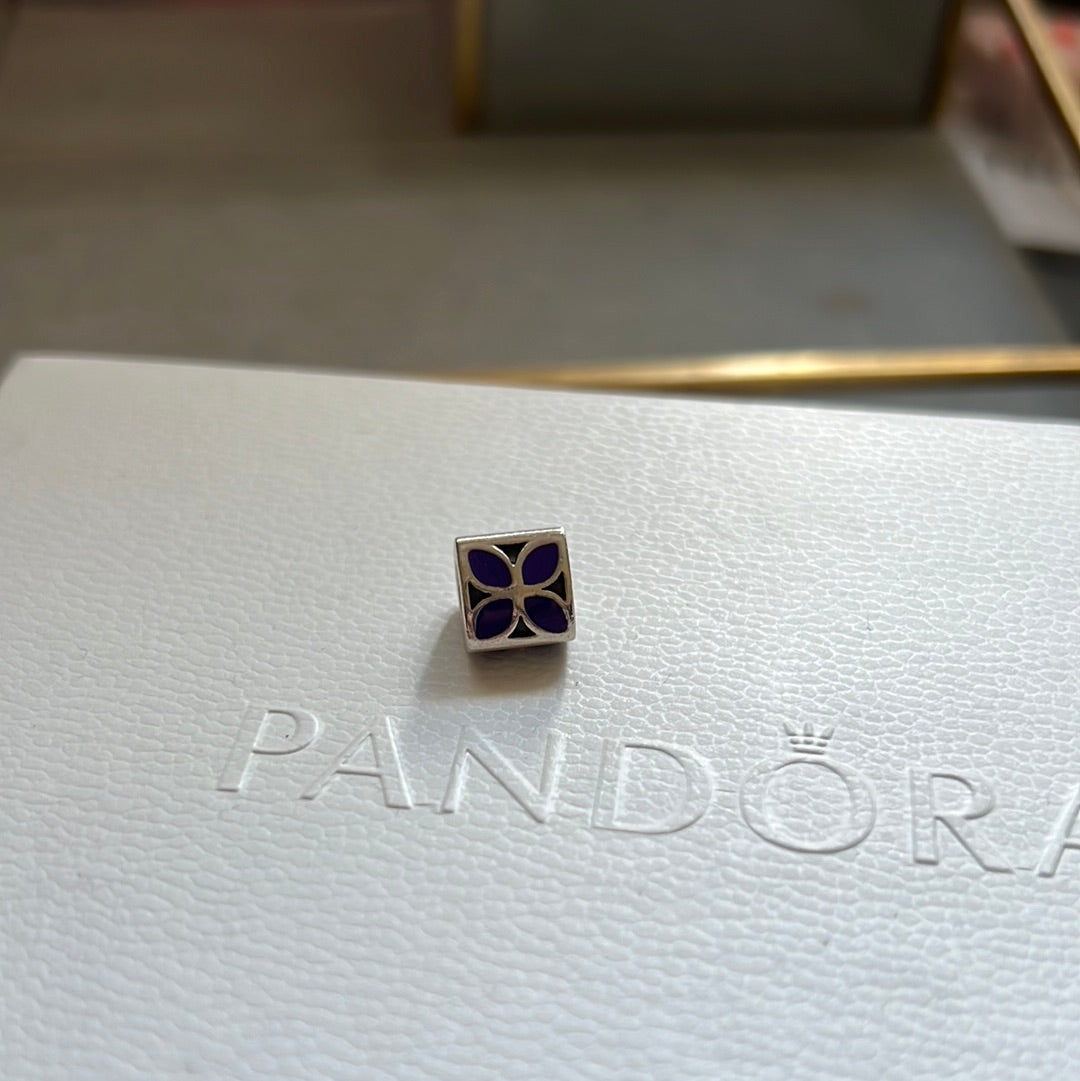 Genuine Pandora Purple Enamel Flower Charm