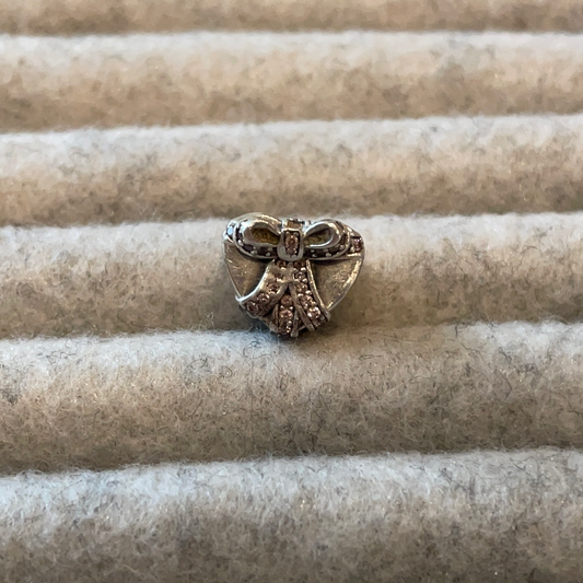 Genuine Pandora Heart Shaped Present Pave Bow Charm