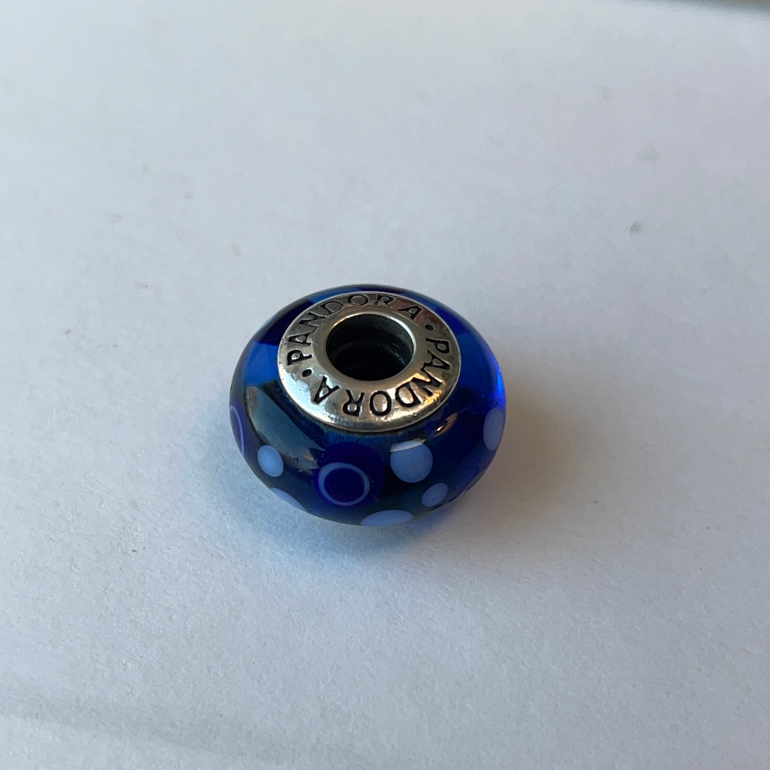 Genuine Pandora Blue Spotty Murano Glass Charm