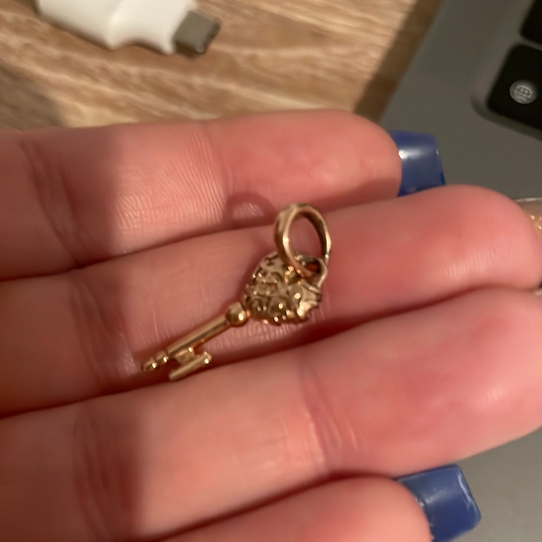 Genuine Pandora Rose Gold/ Silver Pave Regal Dangle Key Symbols Charm