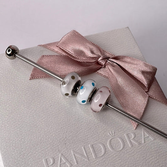 Genuine Pandora Pink or Blue Polka Dot Murano Charm VARIOUS COLOURS