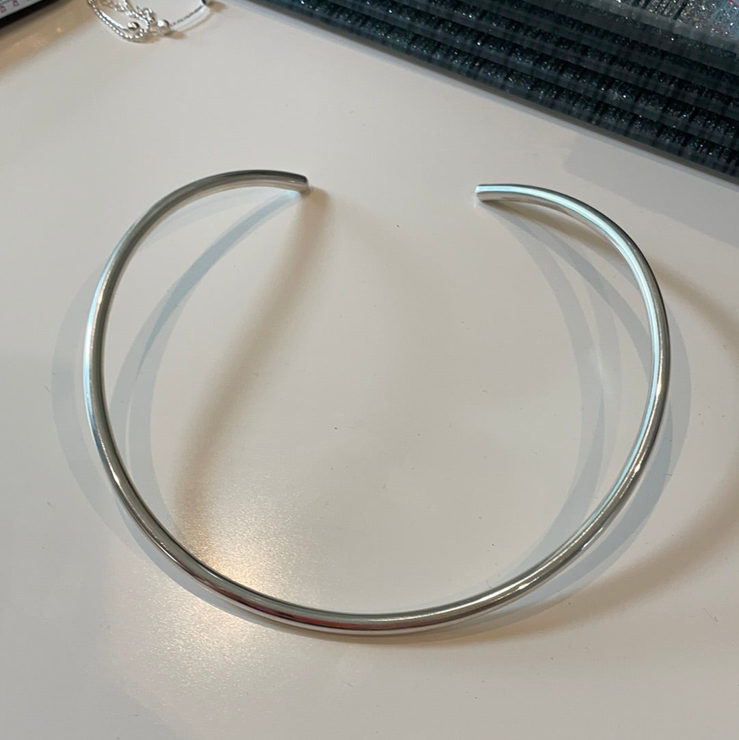 Sterling Silver Hoop Choker Necklace Open Ended 43cm approx