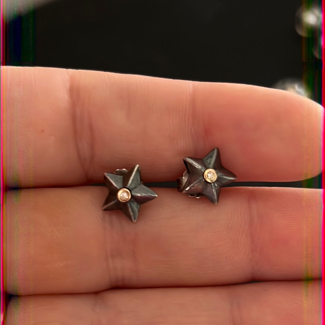 Genuine Pandora Stella Star Two Tone Hyper Rare Stud Earrings