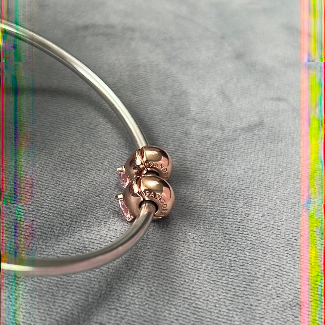 Genuine Pandora Rose Gold Pink Heart Solitaire Clips