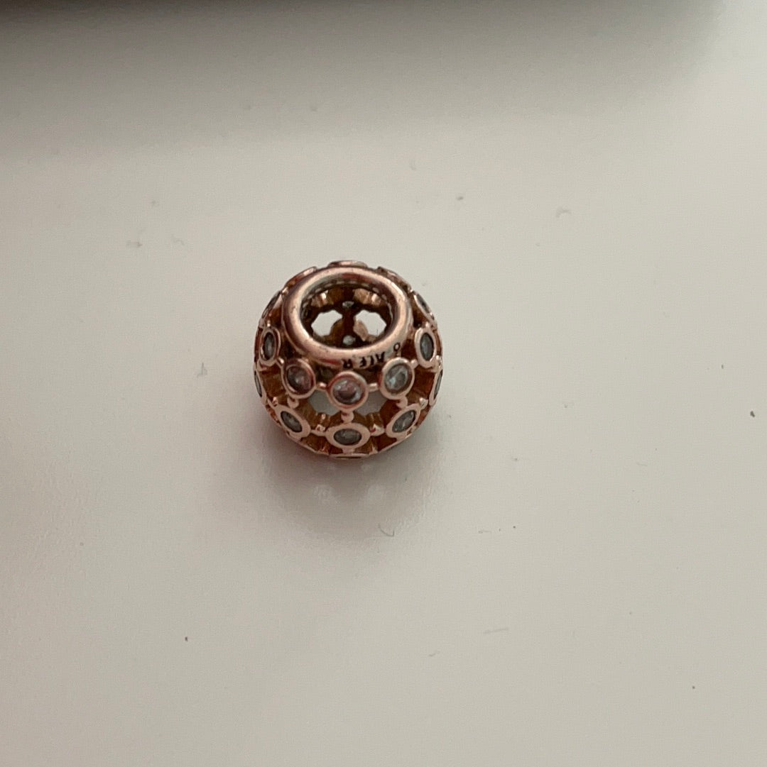 Genuine Pandora Rose Gold Clear Cz Charm Openwork